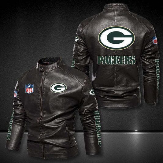 Green Bay Packers Vintage Distressed Leather Jacket