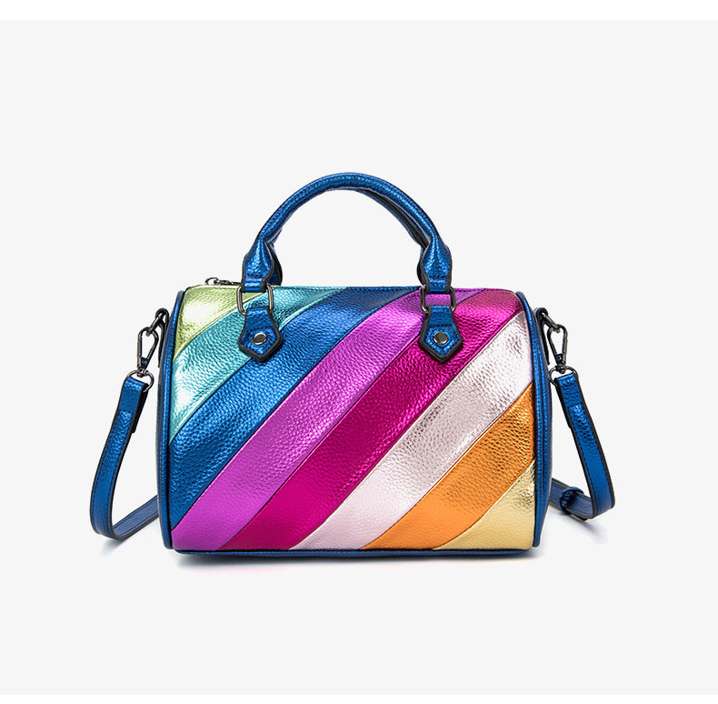 Contrast Color Stitching Rainbow Eagle Head Hand-held Crossbody Bag