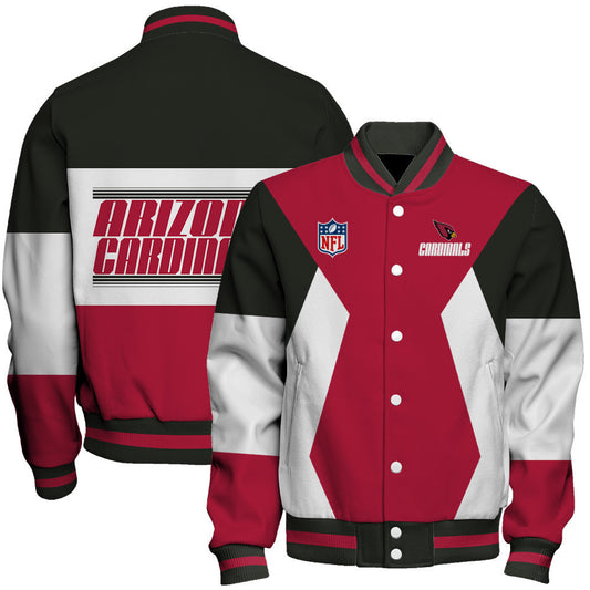 Arizona Cardinals Printed Team Color-block Single-layer Thin Stand-collar Jacket