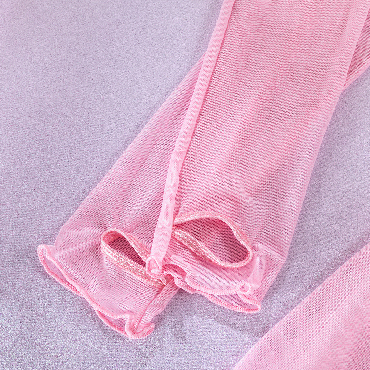 Sexy Pink Waist-bound Transparent Mesh Underwire Gathered One-piece Dress