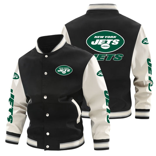 New York Jets Printed Sporty Loose-fit Baseball Jacket