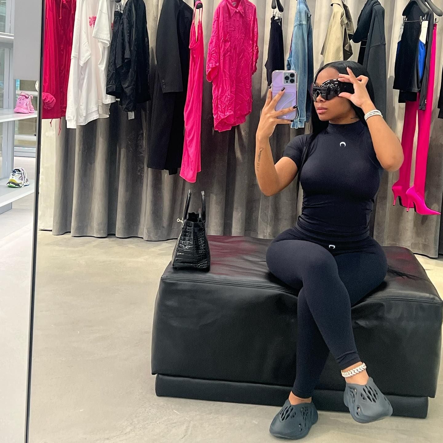 Trendy Crescent Print Sexy Tight Casual Yoga Suit
