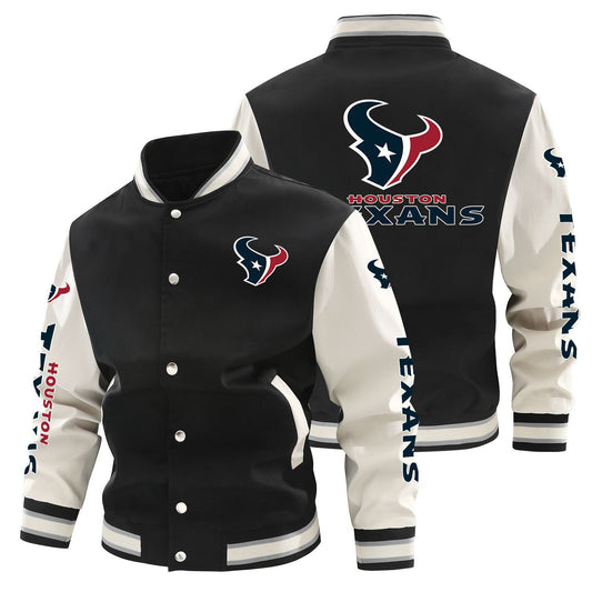 Houston Texans Printed Sporty Loose-fit Baseball Jacket