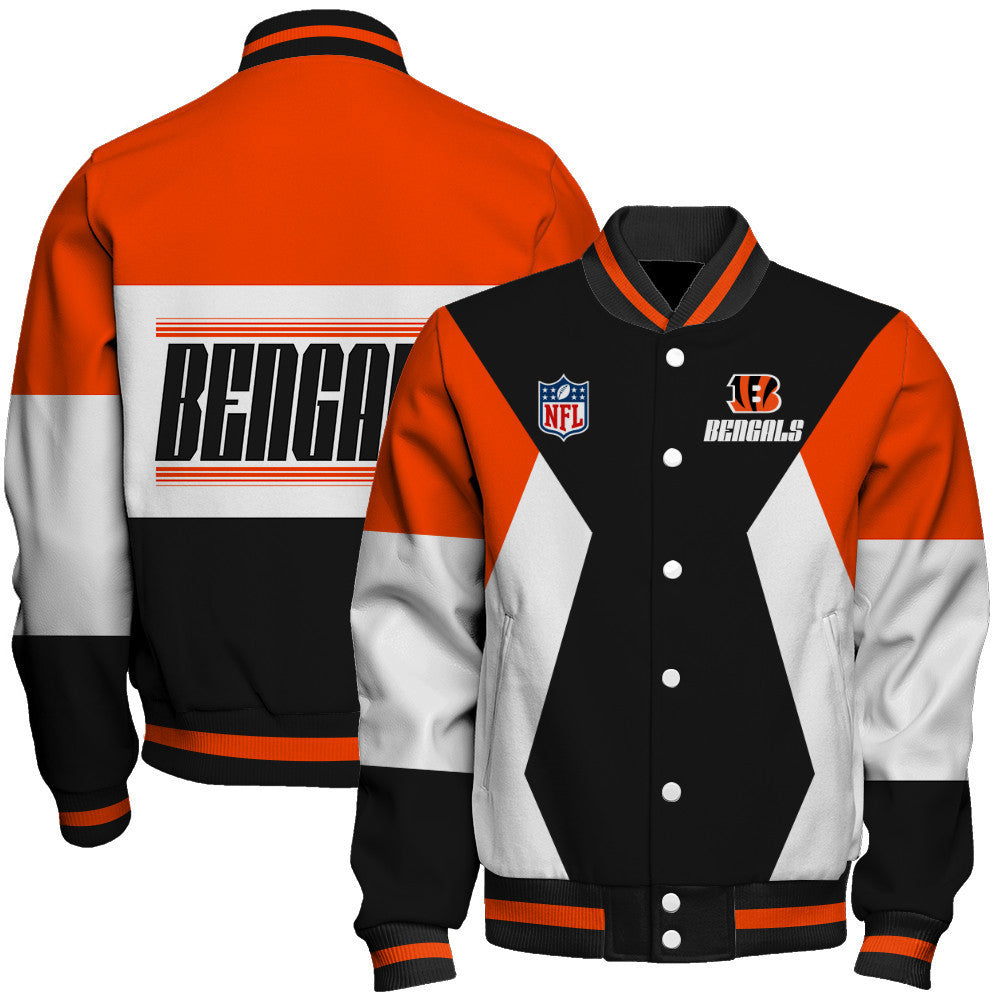 Cincinnati Bengals Printed Team Color-block Single-layer Thin Stand-collar Jacket