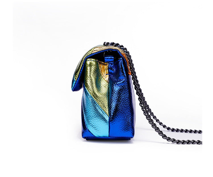 Rainbow Contrast Stitching Chain Eagle Head Shoulder Crossbody Bag