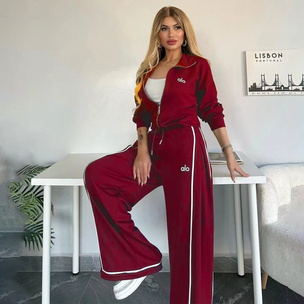 Fashionable and Elegant Casual Embroidered Wide-leg Suit
