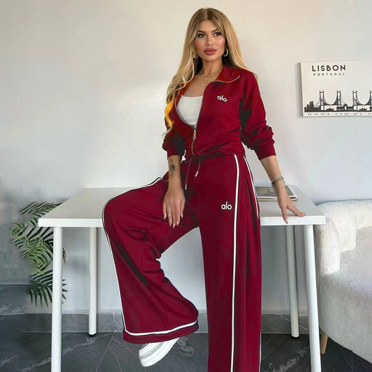 Fashionable and Elegant Casual Embroidered Wide-leg Suit