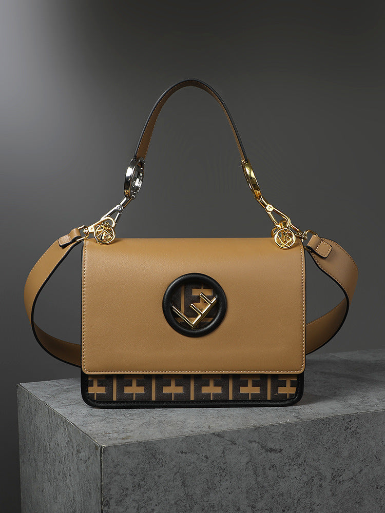 Fashionable Embossed Hollow Decoration Wide Shoulder Strap Crossbody Commuter Bag