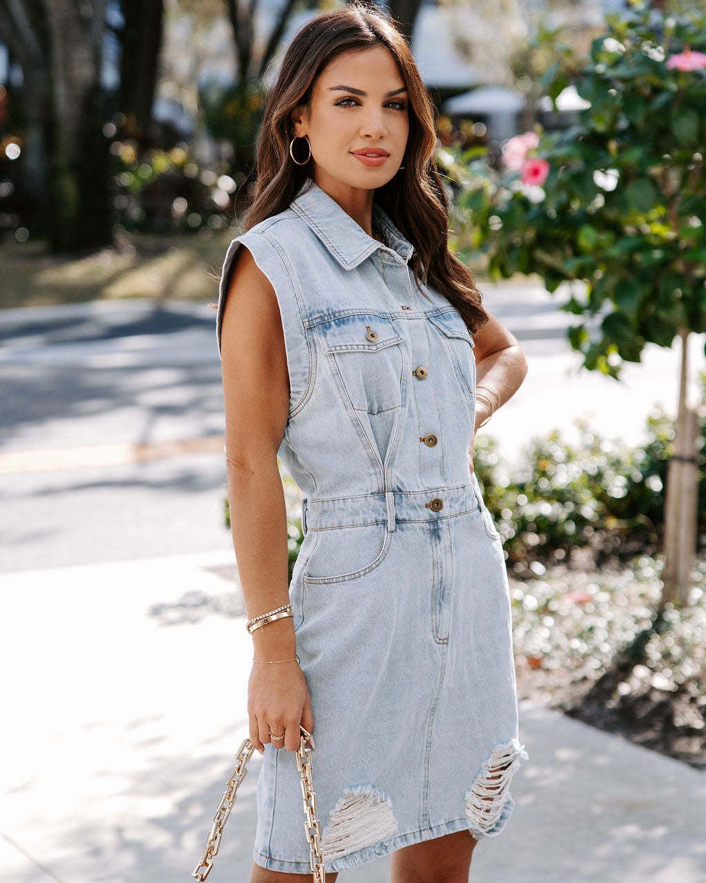 Temperament Commuter Cardigan Solid Color Mid-length Denim Dress
