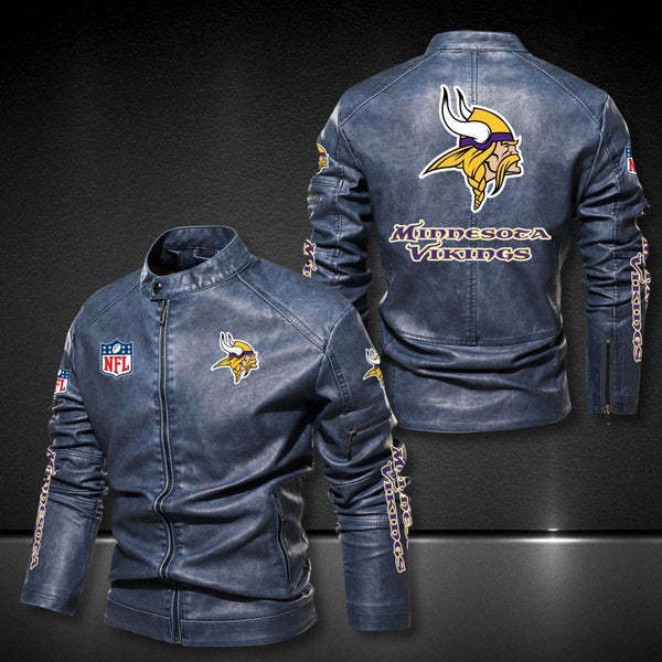 Minnesota Vikings Vintage Distressed Leather Jacket