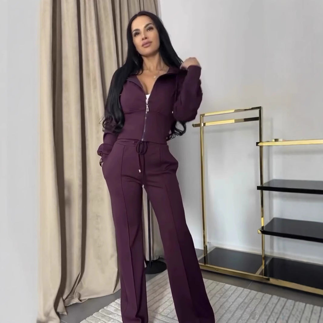 Casual Long-sleeved Slim-fit Short Hooded Suit