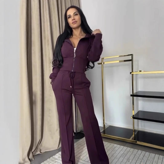 Casual Long-sleeved Slim-fit Short Hooded Suit
