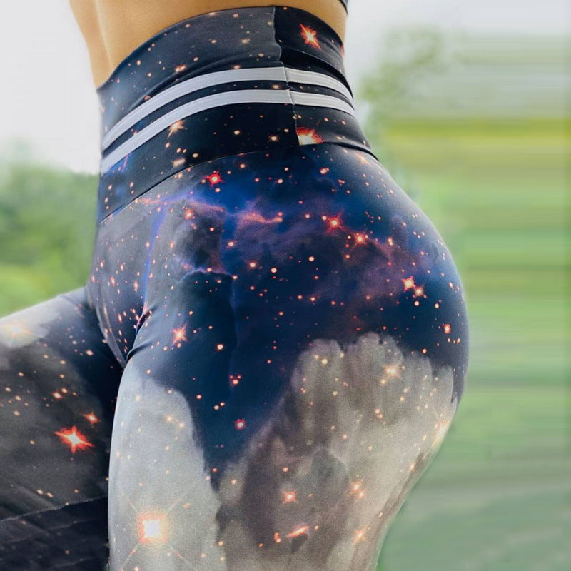 Starry Sky Print High Waist Sports Fitness Yoga Pants