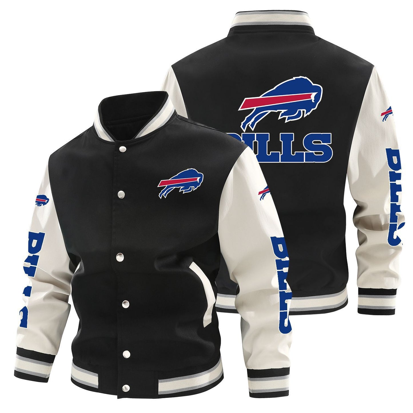 Buffalo Bills Printed Sporty Loose-fit Baseball Jacket