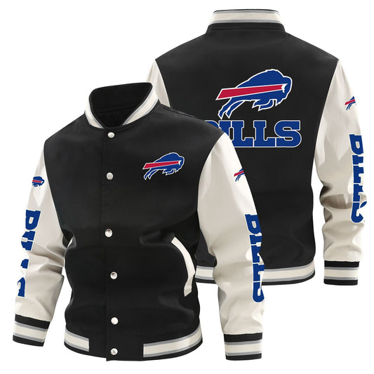 Buffalo Bills Printed Sporty Loose-fit Baseball Jacket