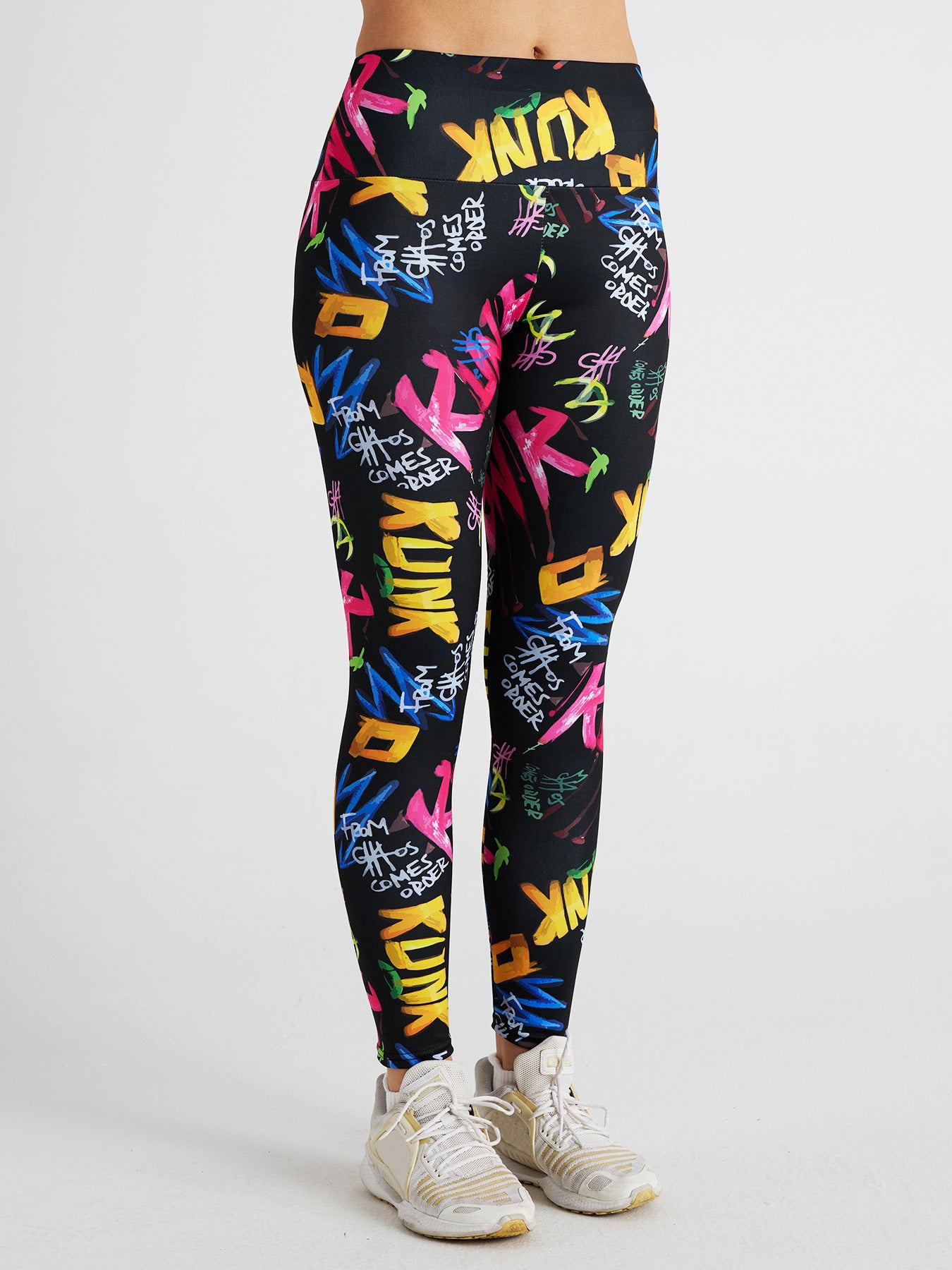Cartoon Letter Print High Waist Sports Fitness Yoga Pants