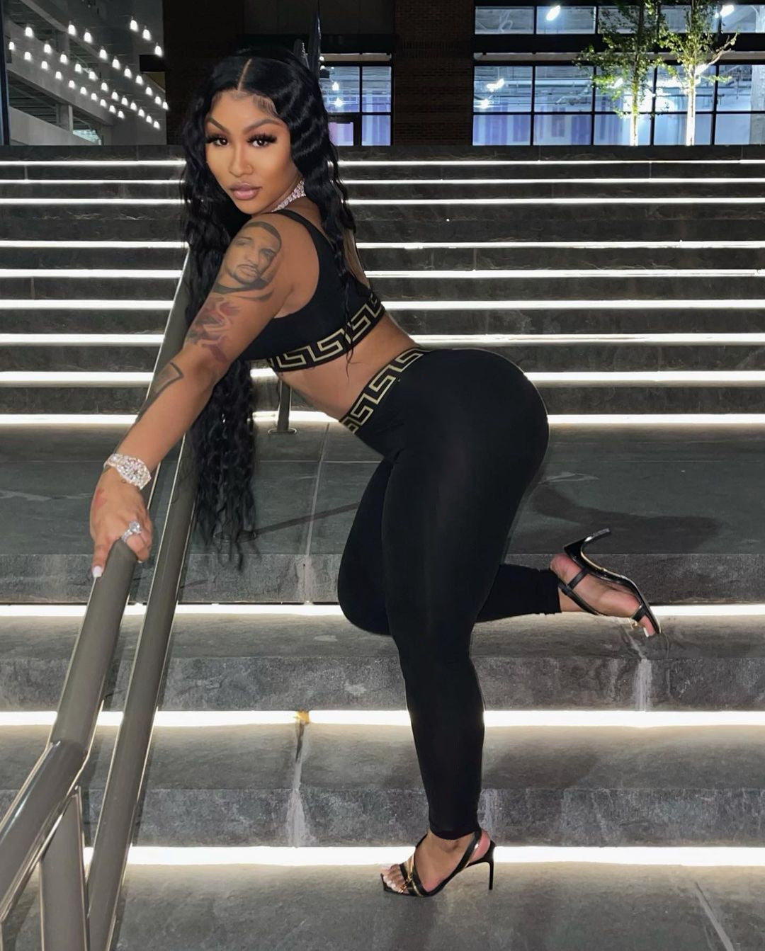 Trendy Printed Sexy Tight Sleeveless Cropped Pants Set