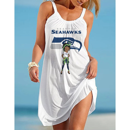 Seattle Seahawks 3D Digital Printed Suspender Dress