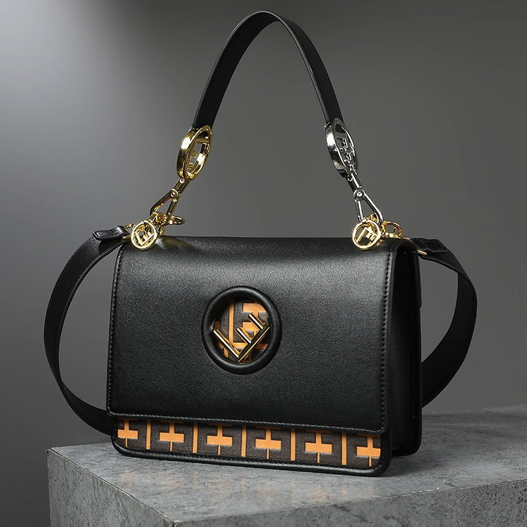 Fashionable Embossed Hollow Decoration Wide Shoulder Strap Crossbody Commuter Bag