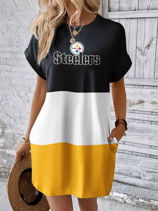 Pittsburgh Steelers Stylish Team Print Crew Neck Dress