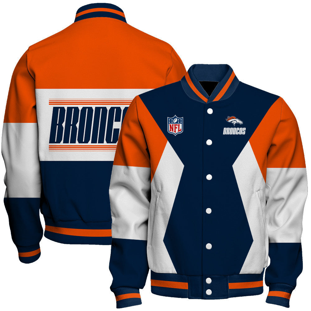 Denver Broncos Printed Team Color-block Single-layer Thin Stand-collar Jacket