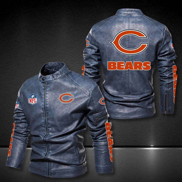 Chicago Bears Vintage Distressed Leather Jacket