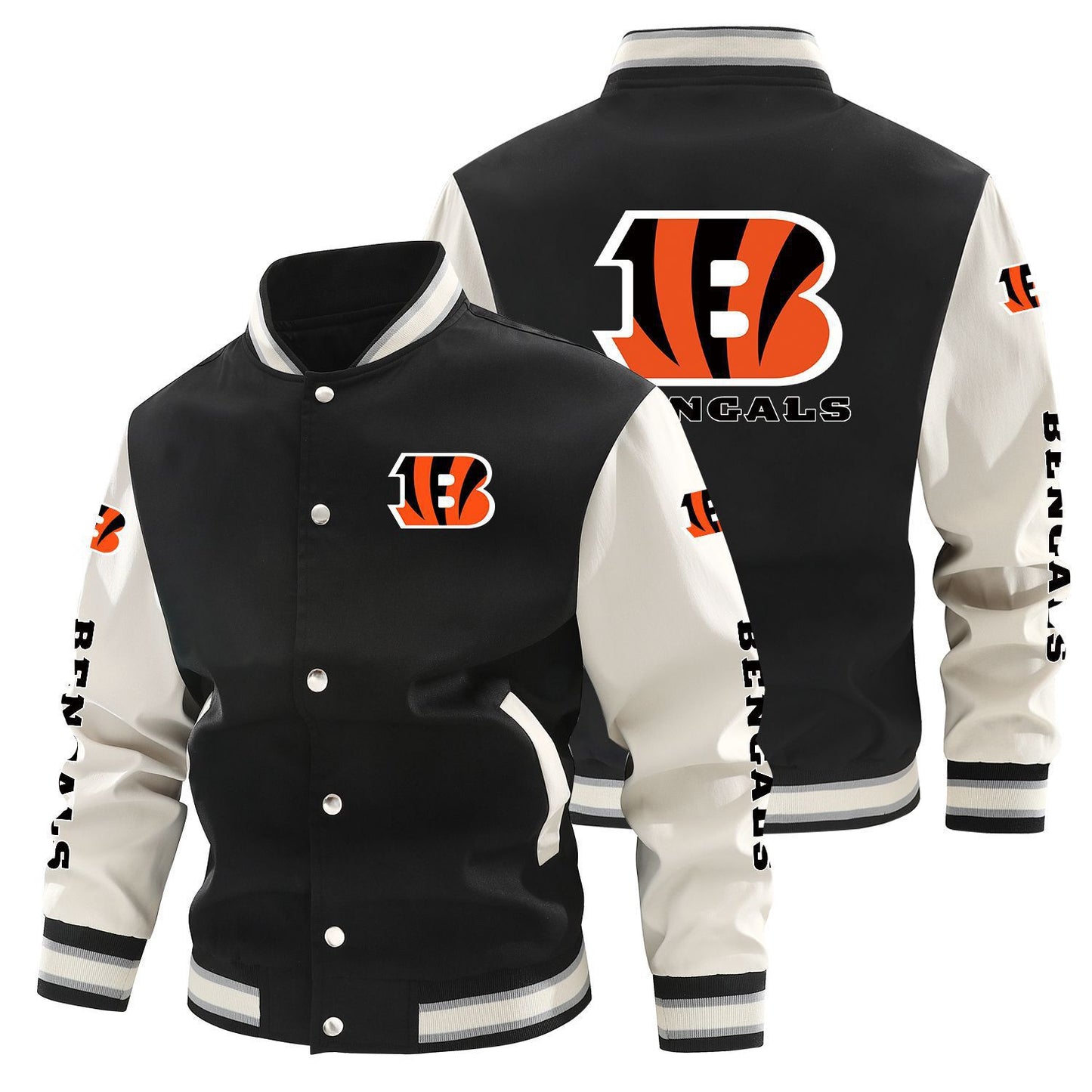 Cincinnati Bengals Printed Sporty Loose-fit Baseball Jacket