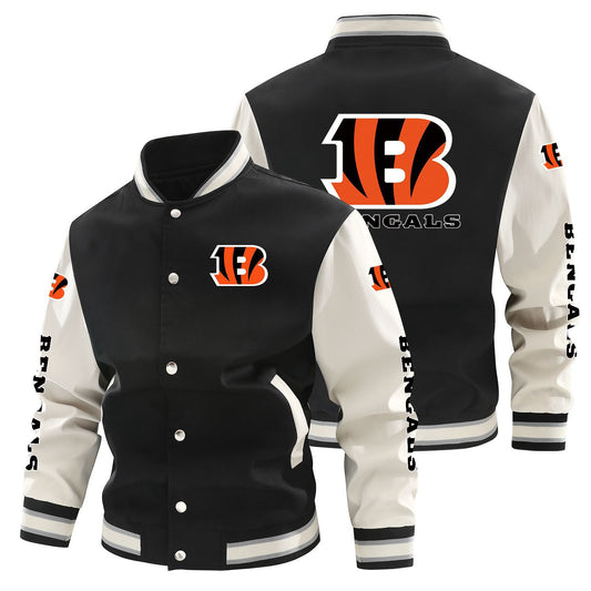 Cincinnati Bengals Printed Sporty Loose-fit Baseball Jacket