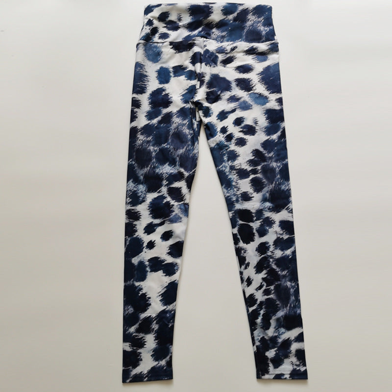 Gray Leopard Print High Waist Sports Fitness Yoga Pants
