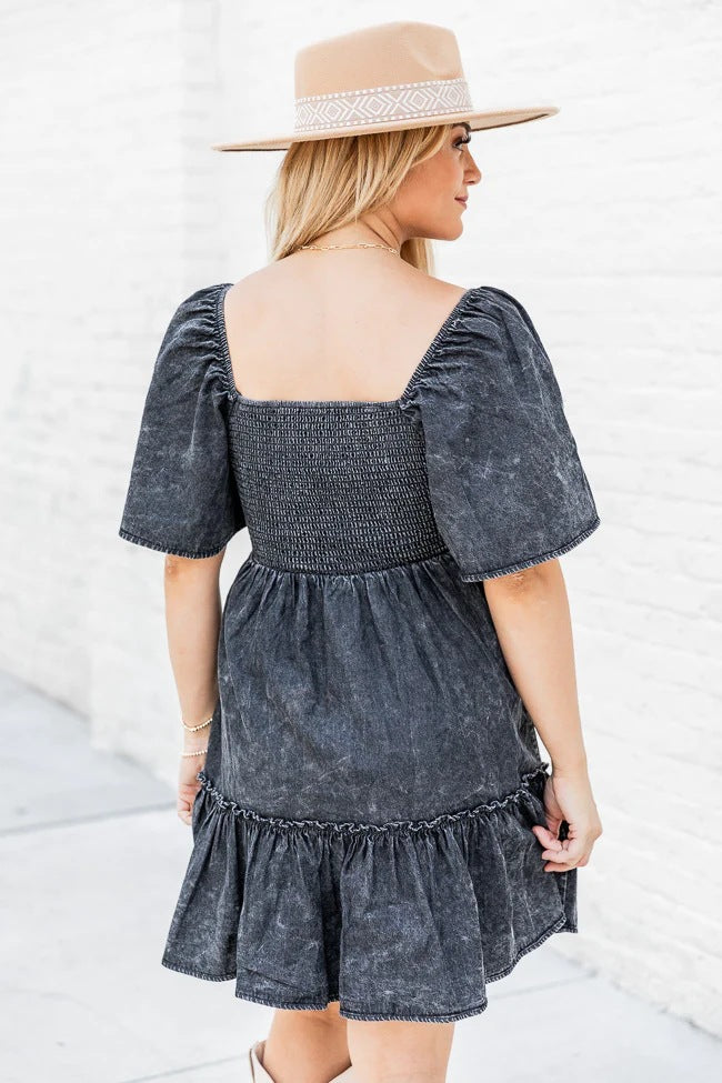 Temperament Commuting Loose Short-sleeved Pullover Denim Dress