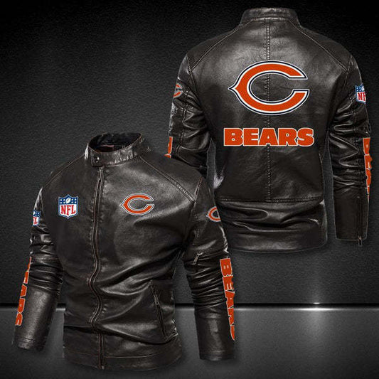 Chicago Bears Vintage Distressed Leather Jacket