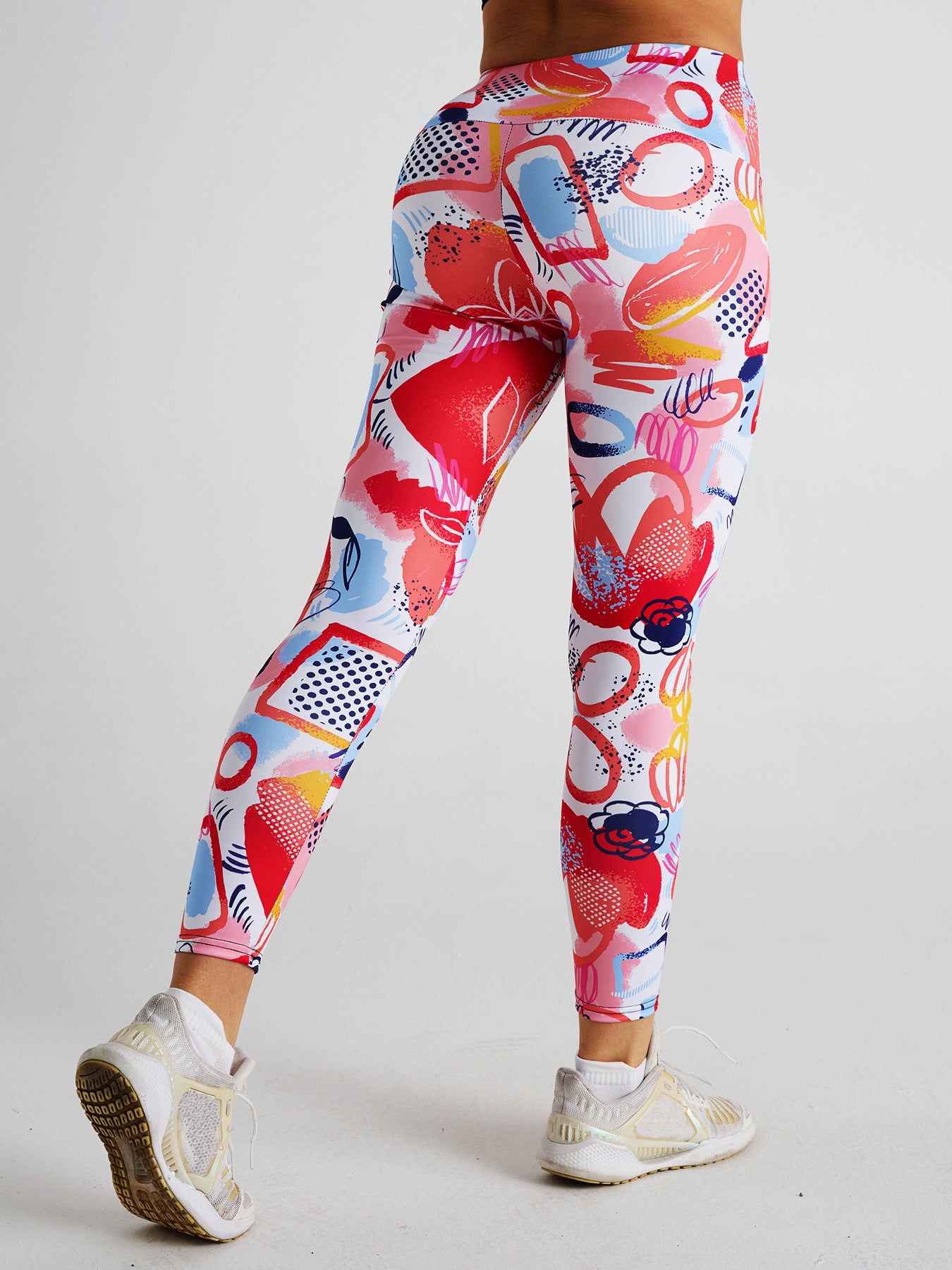 Pink Love Print High Waist Sports Fitness Yoga Pants