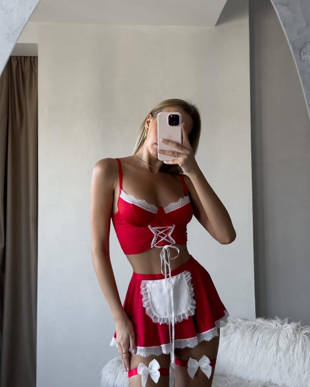 Cute Dress-up Strap Cross-hanging Sexy Bra Set 4-piece Set
