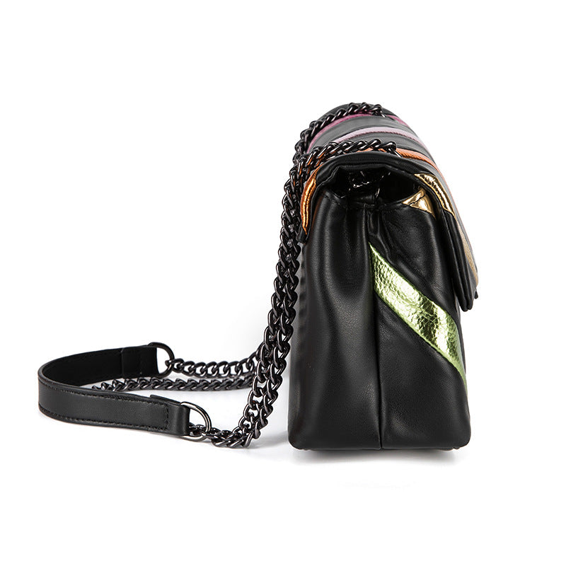 Rainbow Contrast Stitching Chain Shoulder Crossbody Bag