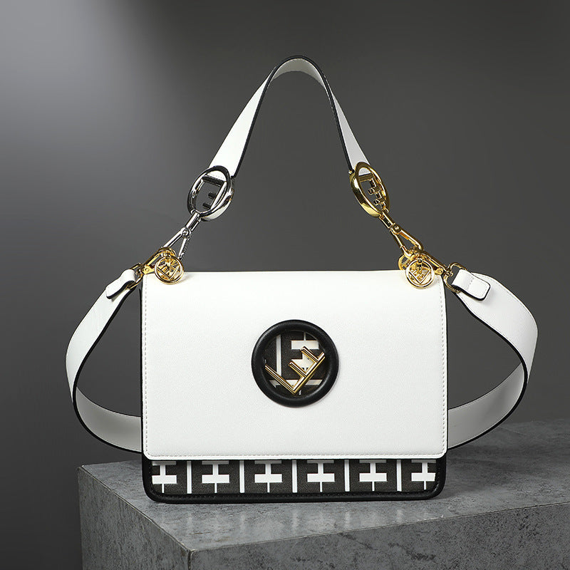 Fashionable Embossed Hollow Decoration Wide Shoulder Strap Crossbody Commuter Bag