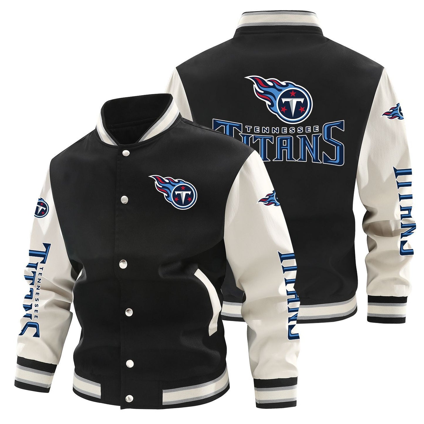 Tennessee Titans Printed Sporty Loose-fit Baseball Jacket