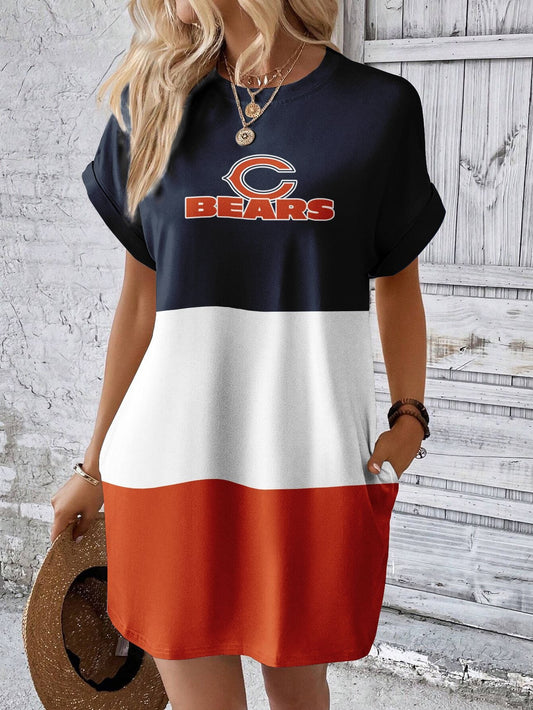Chicago Bears Stylish Team Print Crew Neck Dress