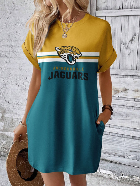 Jacksonville Jaguars Stylish Team Print Crew Neck Dress