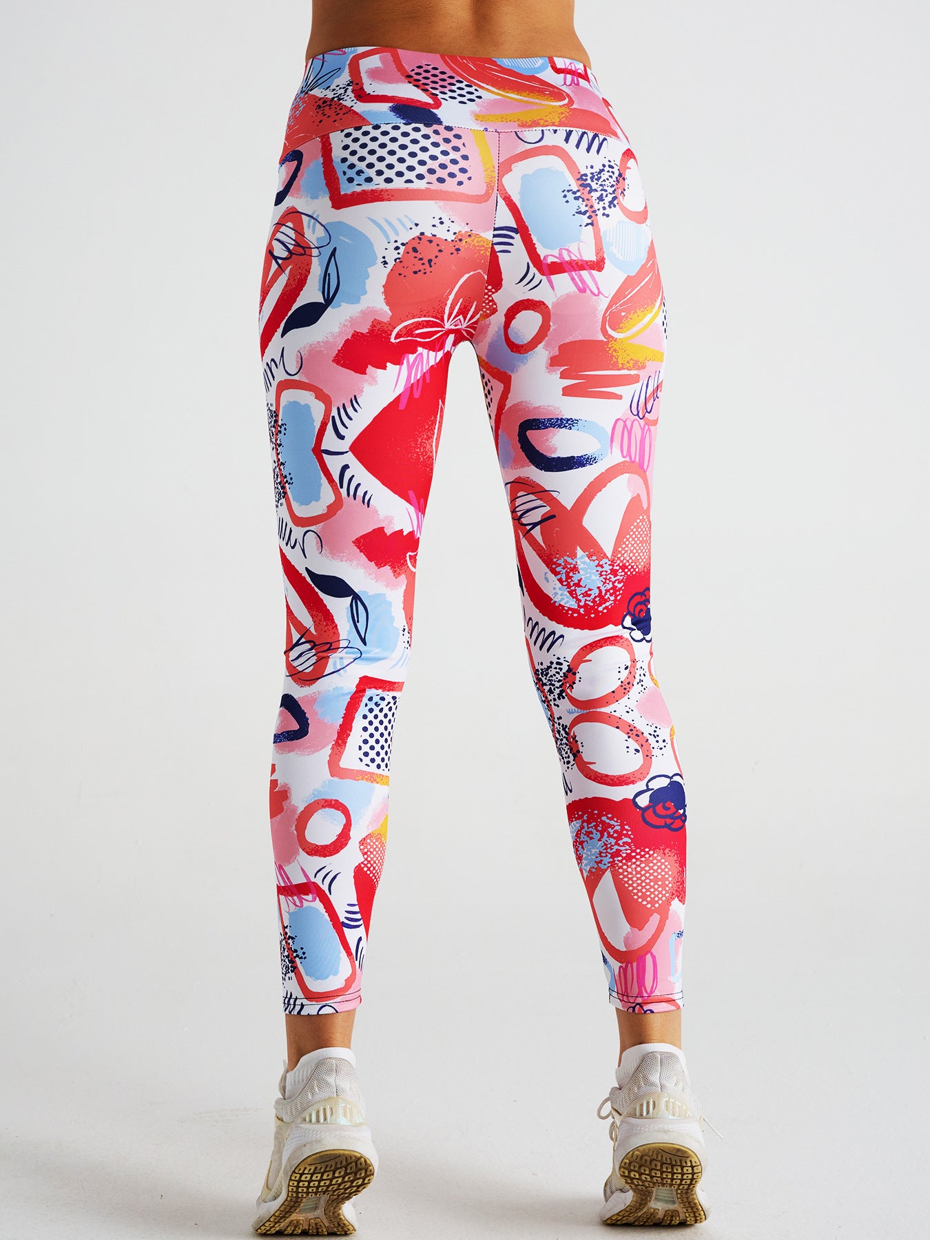 Pink Love Print High Waist Sports Fitness Yoga Pants