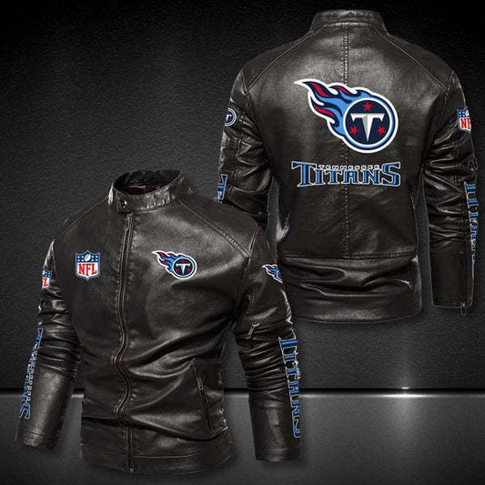 Tennessee Titans Vintage Distressed Leather Jacket