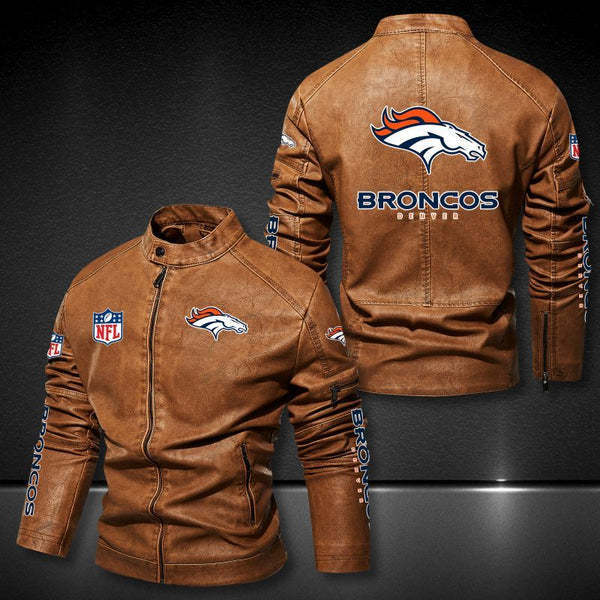 Denver Broncos Vintage Distressed Leather Jacket