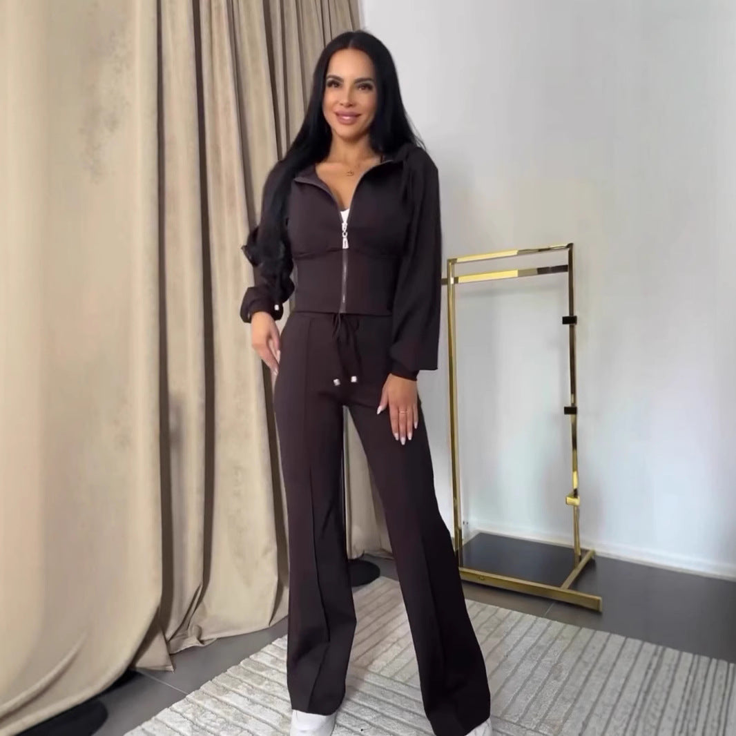 Casual Long-sleeved Slim-fit Short Hooded Suit