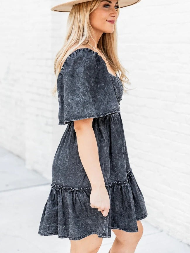 Temperament Commuting Loose Short-sleeved Pullover Denim Dress