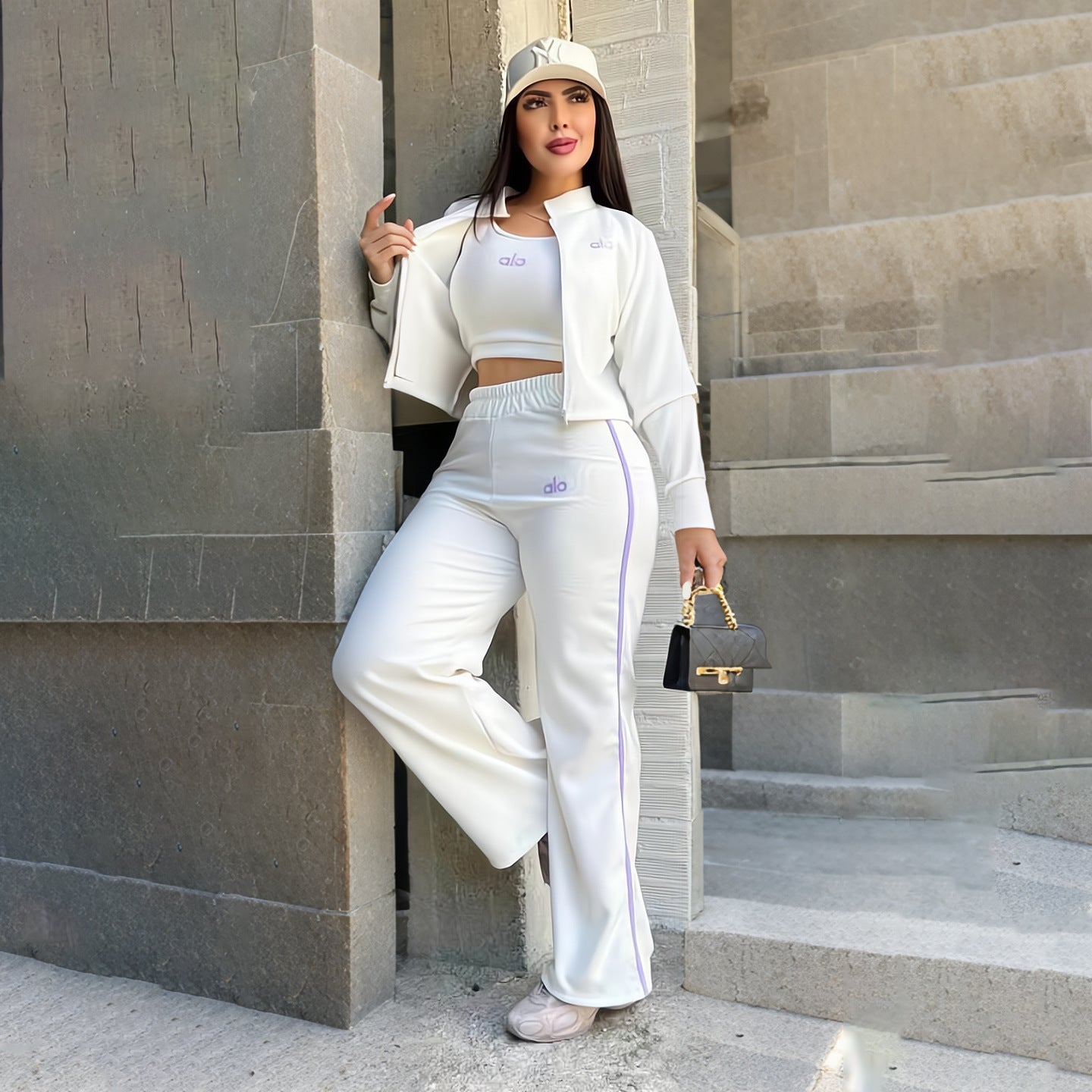 Stylish and Elegant Wide-leg Pants Casual Three-piece Set