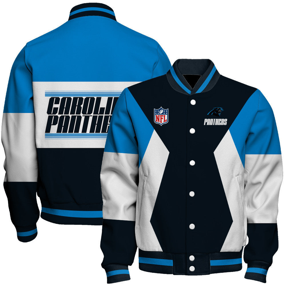 Carolina Panthers Printed Team Color-block Single-layer Thin Stand-collar Jacket