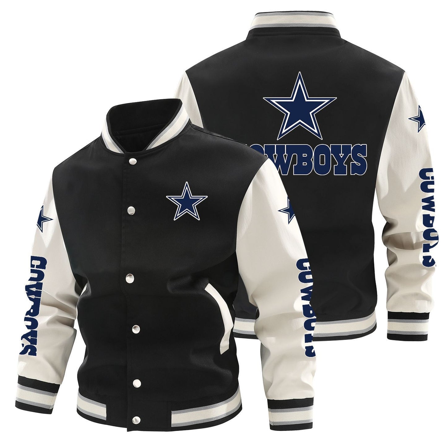 Dallas Cowboys Printed Sporty Loose-fit Baseball Jacket