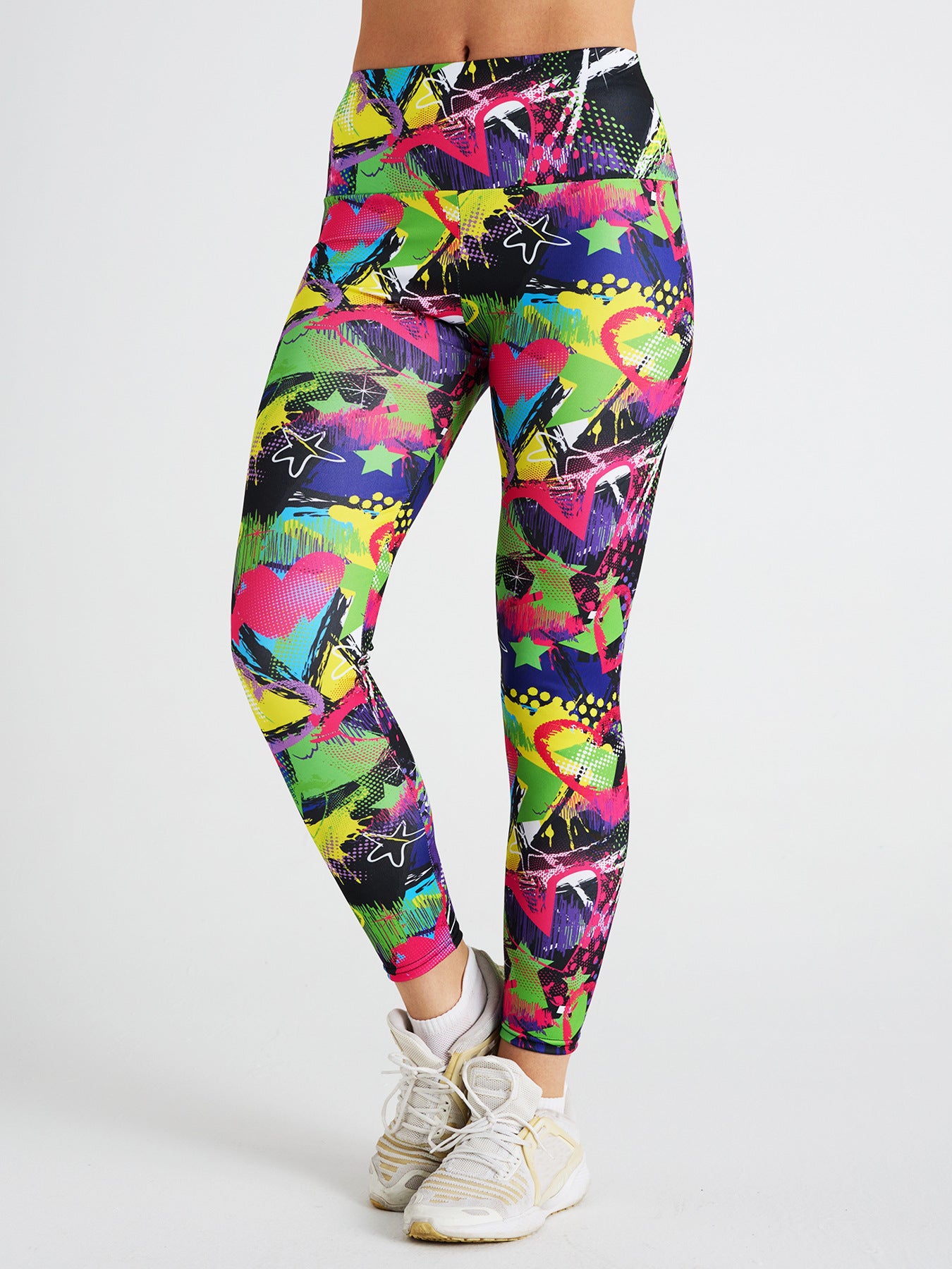 Abstract Love Star Print High Waist Sports Fitness Yoga Pants