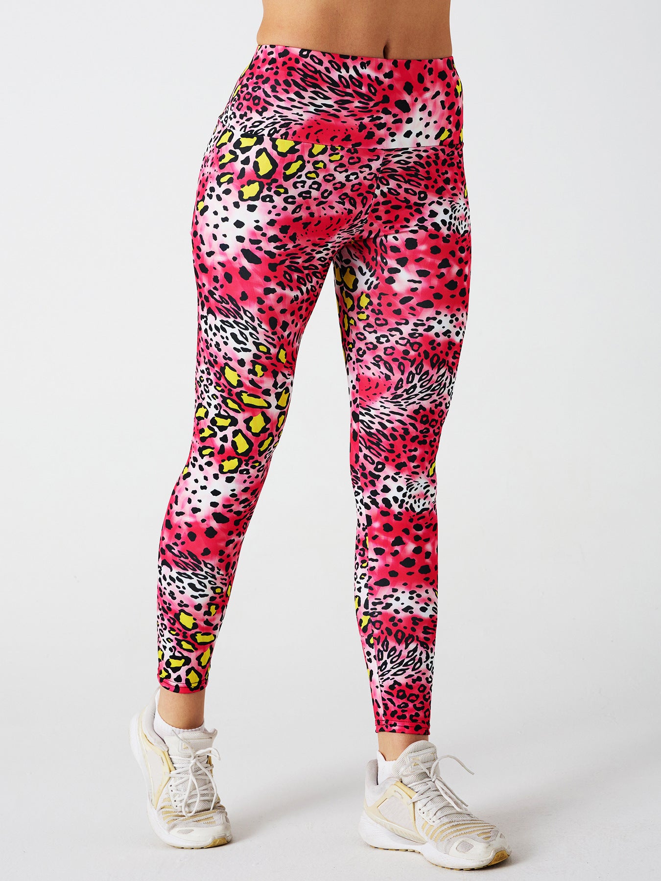 Pink Leopard Print High Waist Sports Fitness Yoga Pants