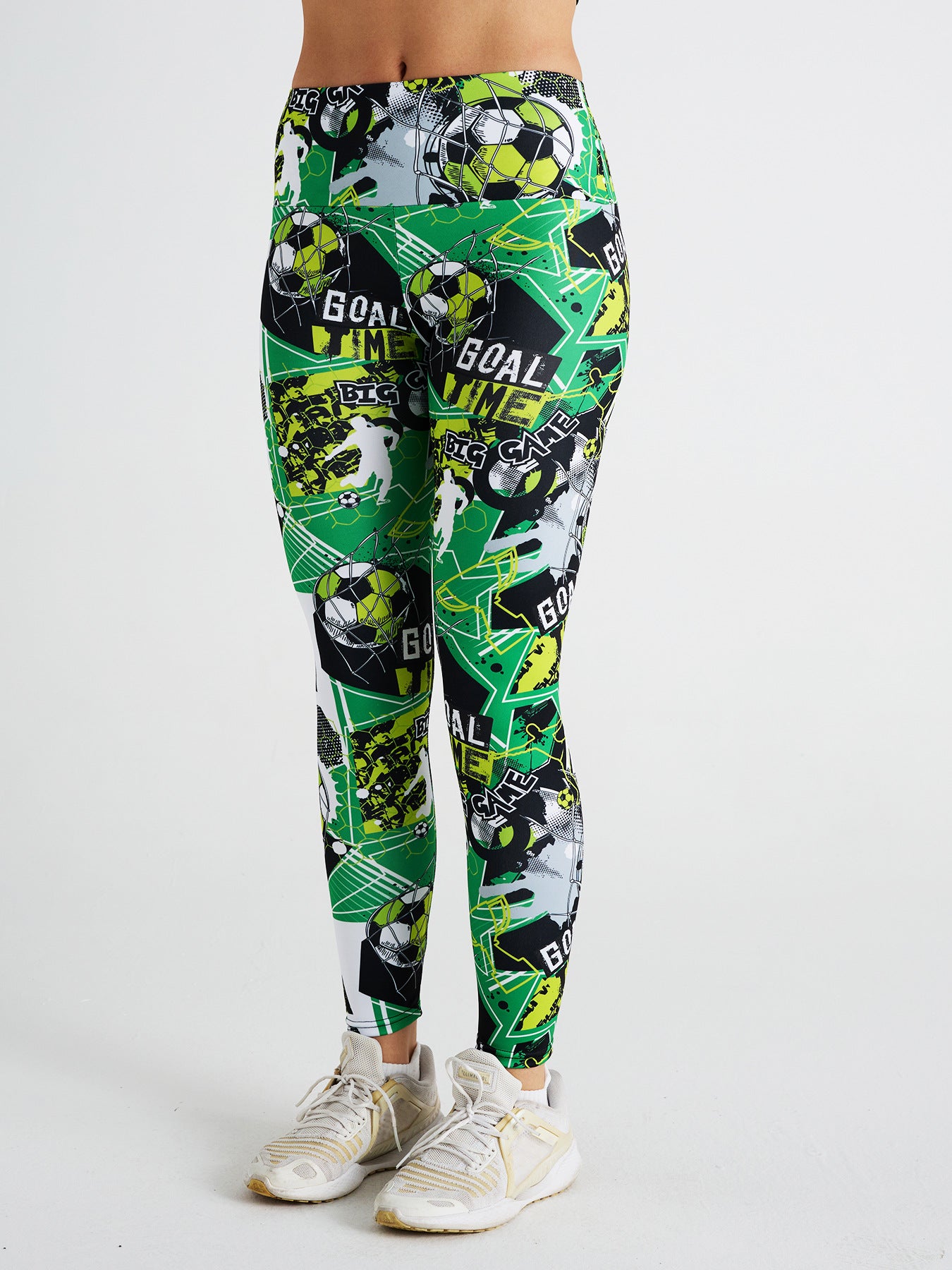 Cartoon Football Print High Waist Sports Fitness Yoga Pants
