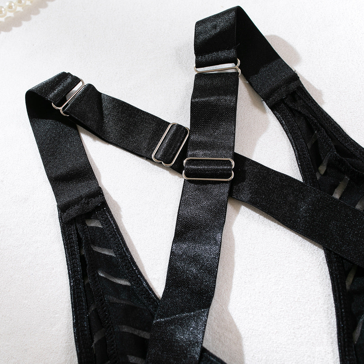 Sexy Striped Cross Strap Bodysuit Two Piece Set